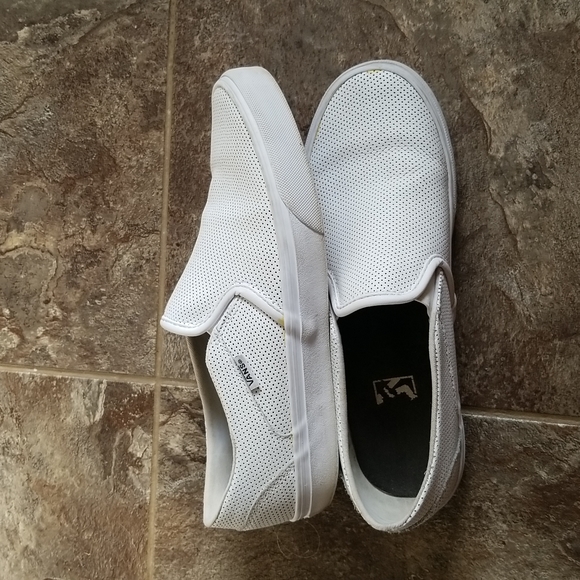 vans white leather perforated